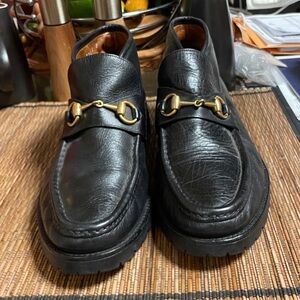 Gucci Leather Casual Loafers With Gold Tassels 8 D